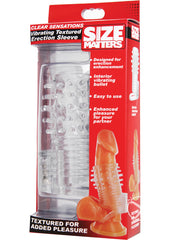 Size Matters Clear Sensations Vibrating Textured Erection Sleeve - Clear