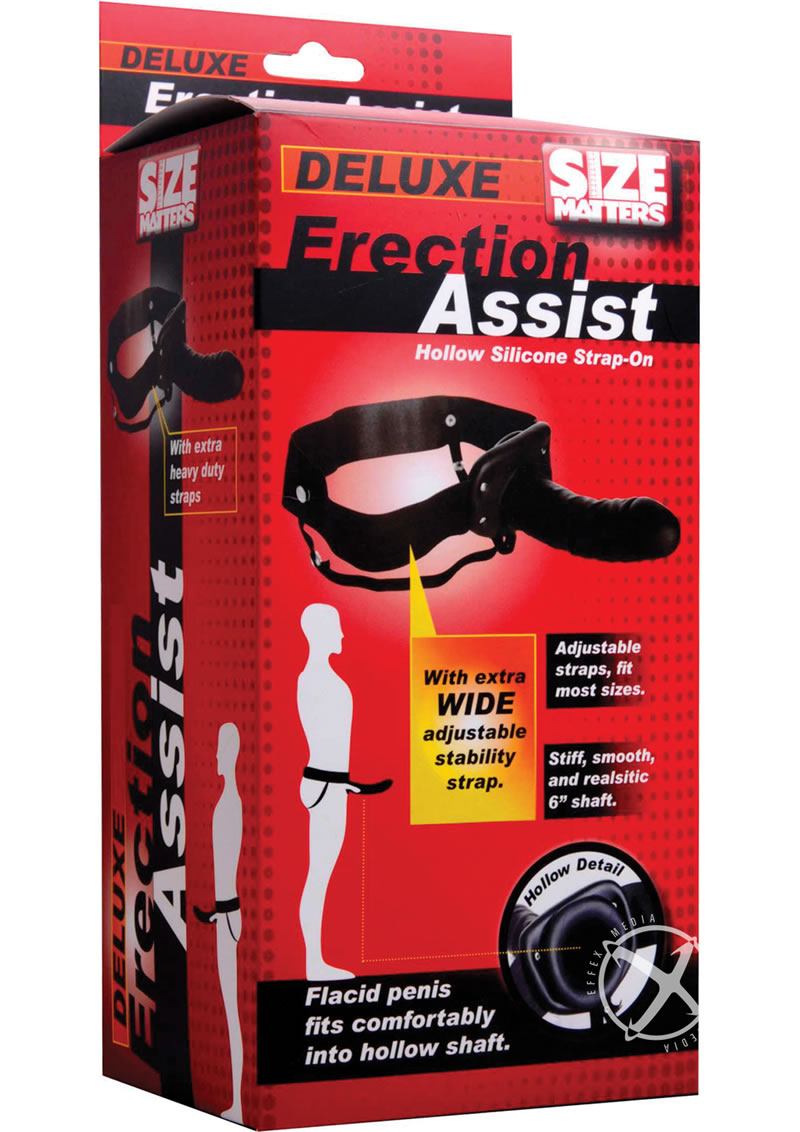 Size Matters Erection Assist Silicone Hollow Strap-On - Black