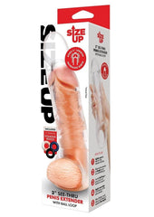 Size Up Extra Girthy Clear View Penis Extender with Ball Loop - Clear - 3in