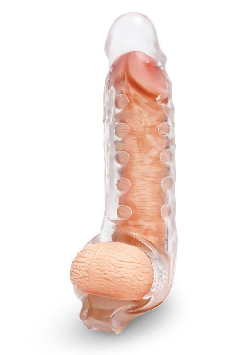 Size Up Studded Clear View Penis Extender with Ball Loop - Clear - 1in