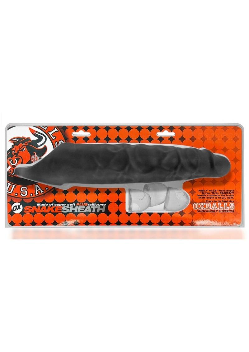 Snake Deep-Reacher Silicone Cocksheath - Black/Black Ice