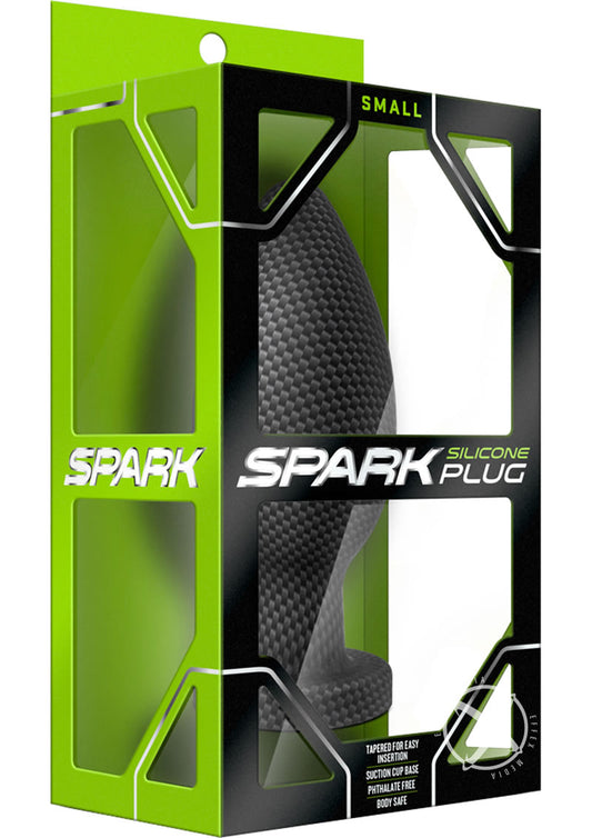 Spark Silicone Butt Plug - Small - Carbon Fiber - Black