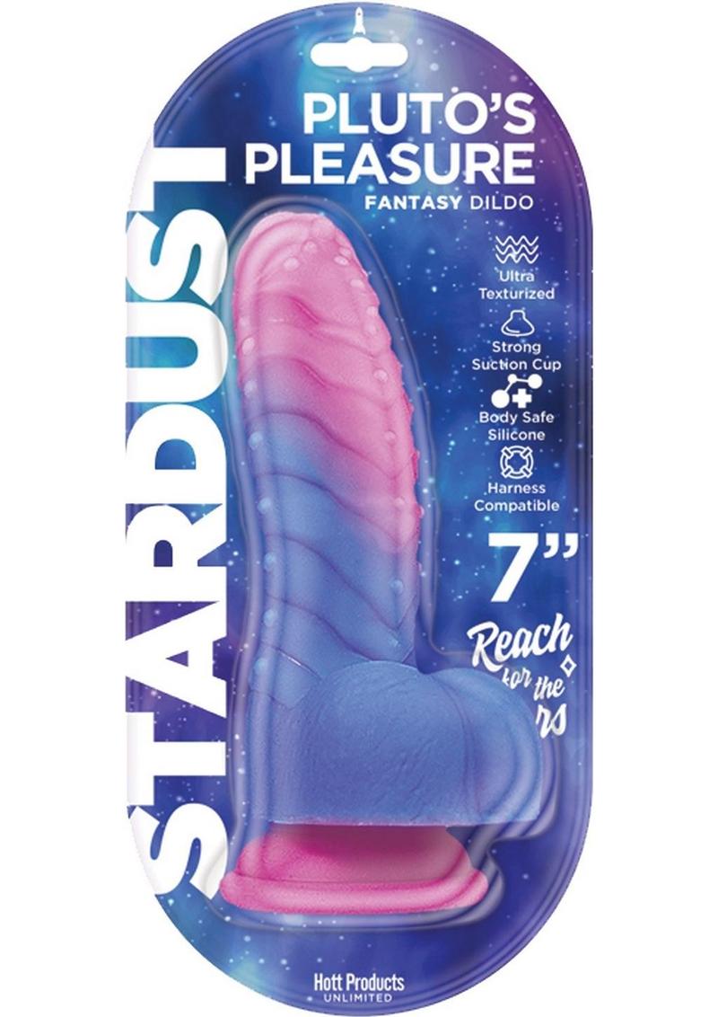 Stardust Pluto's Pleasure Silicone Dildo with Suction Cup - Pink/Purple - 7in