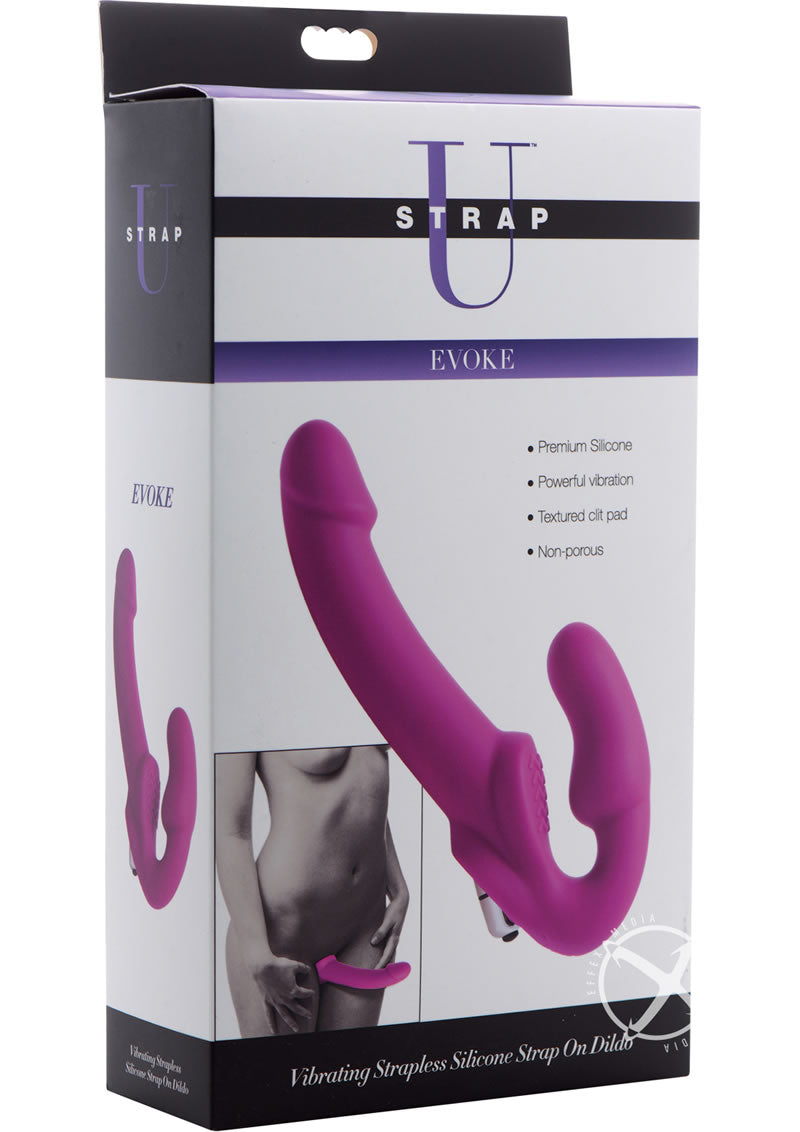 Strap U Evoke Vibrating Silicone Strapless Strap-On - Pink