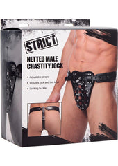 Strict Safety Net Male Chastity Belt - Black/Metal