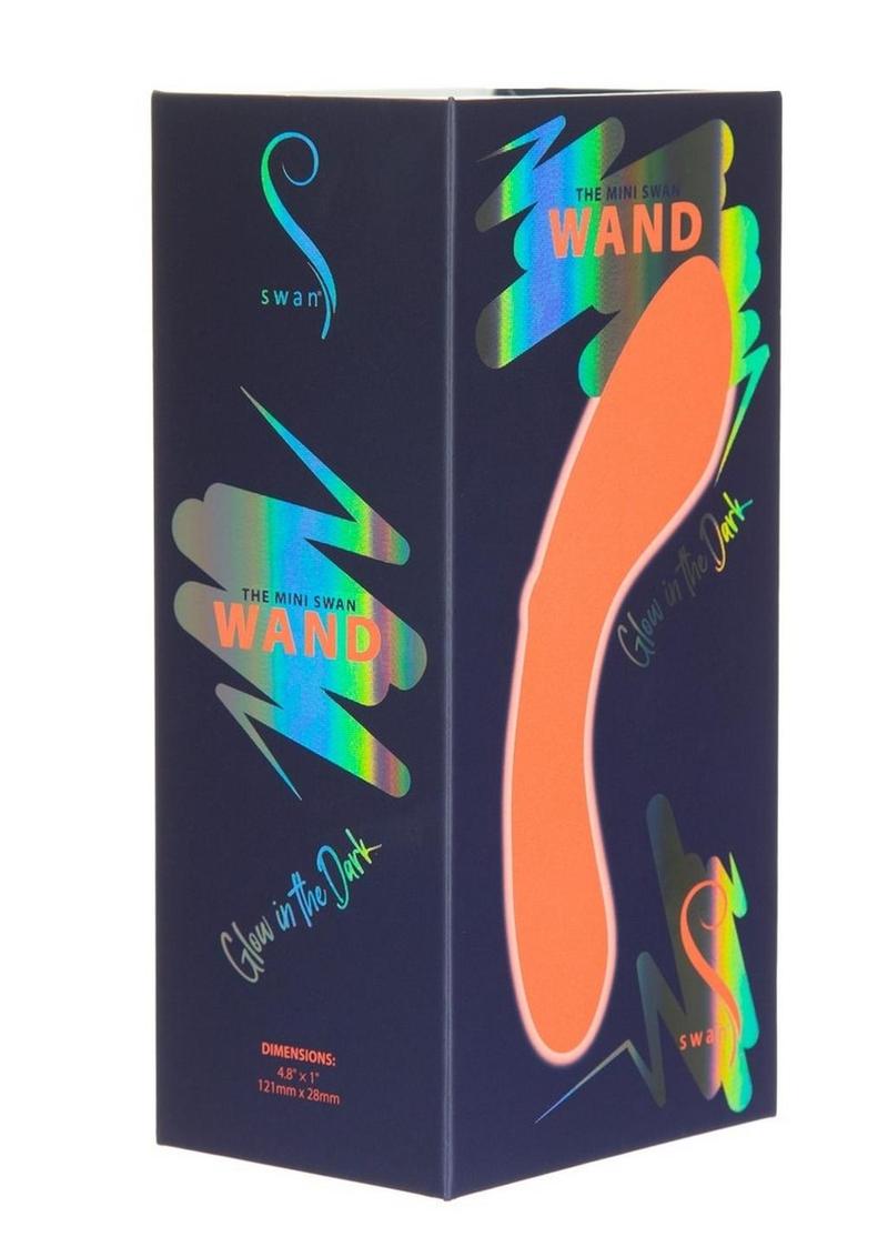 Swan Mini Swan Wand Rechargeable Silicone Glow In The Dark Massager - Glow In The Dark/Orange