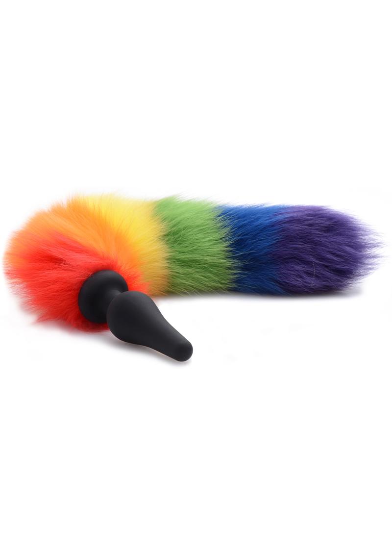 Tailz Rainbow Tail Silicone Butt Plug - Multicolor/Rainbow