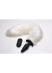 Tailz Vibrating White Fox Tail Slender Anal Plug