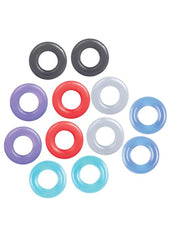 The 9's - Baller's Dozen 12 Piece Cock Ring - Assorted Colors - Set