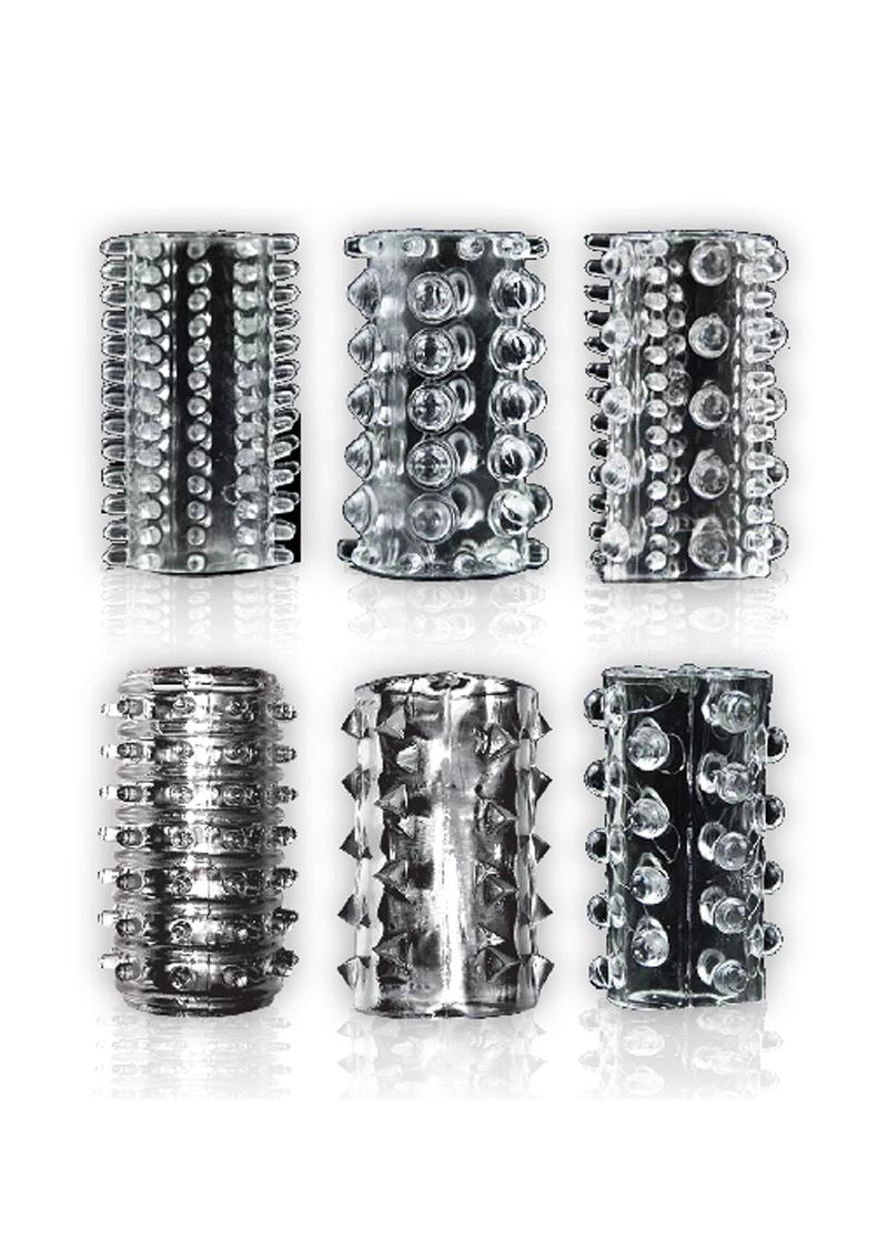 The 9's - Crystalline Cock Sleeves - Clear - 6 Per Pack