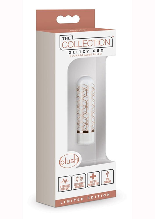 The Collection Glitzy Geo Rechargeable Bullet - Rose Gold