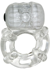 The Macho Crystal Collection Pulsating Erection Keeper Vibrating Cock Ring - Clear