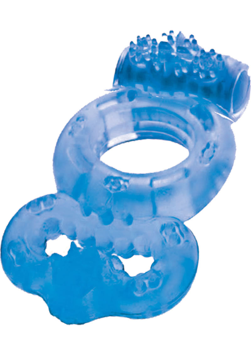 The Macho Double Ring Vibrating Ball and Cock Ring - Blue