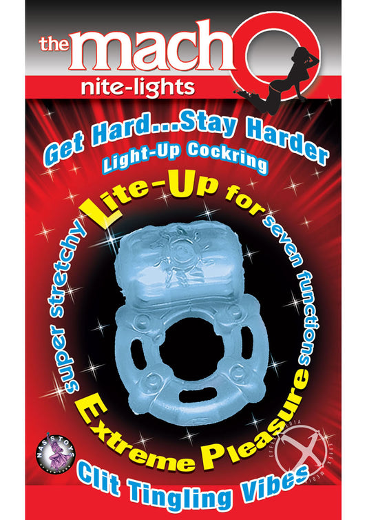 The Macho Nite-Lights Vibrating Cock Ring - Blue