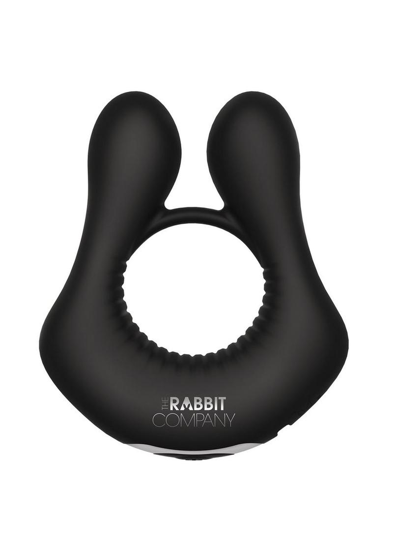 The Deluxe Rabbit Ring Rechargeable Silicone Couples Ring - Black