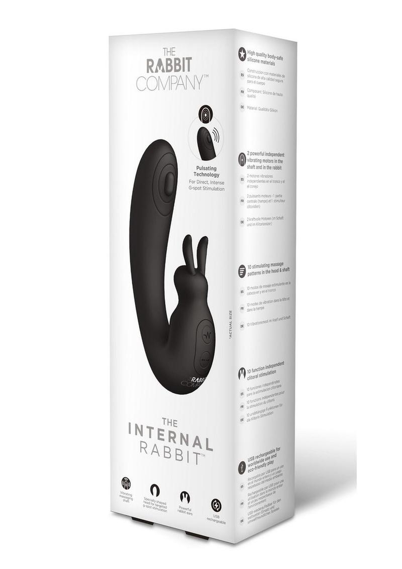 The Internal Rabbit Rechargeable Silicone Vibrator - Black