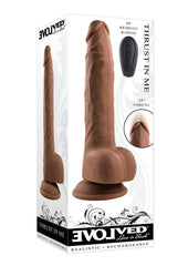 Thrust In Me Rechargeable Silicone Thrusting Vibrating Realistic Dong with Remote Control - Chocolate