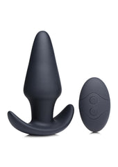 Thump-It Rechargeable Silicone Thumping Anal Plug with Remote Control - Black - Large