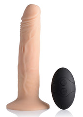 Thump It Rechargeable Silicone Thumping (Medium) 7.5in Dildo with Remote Control - Vanilla - Medium