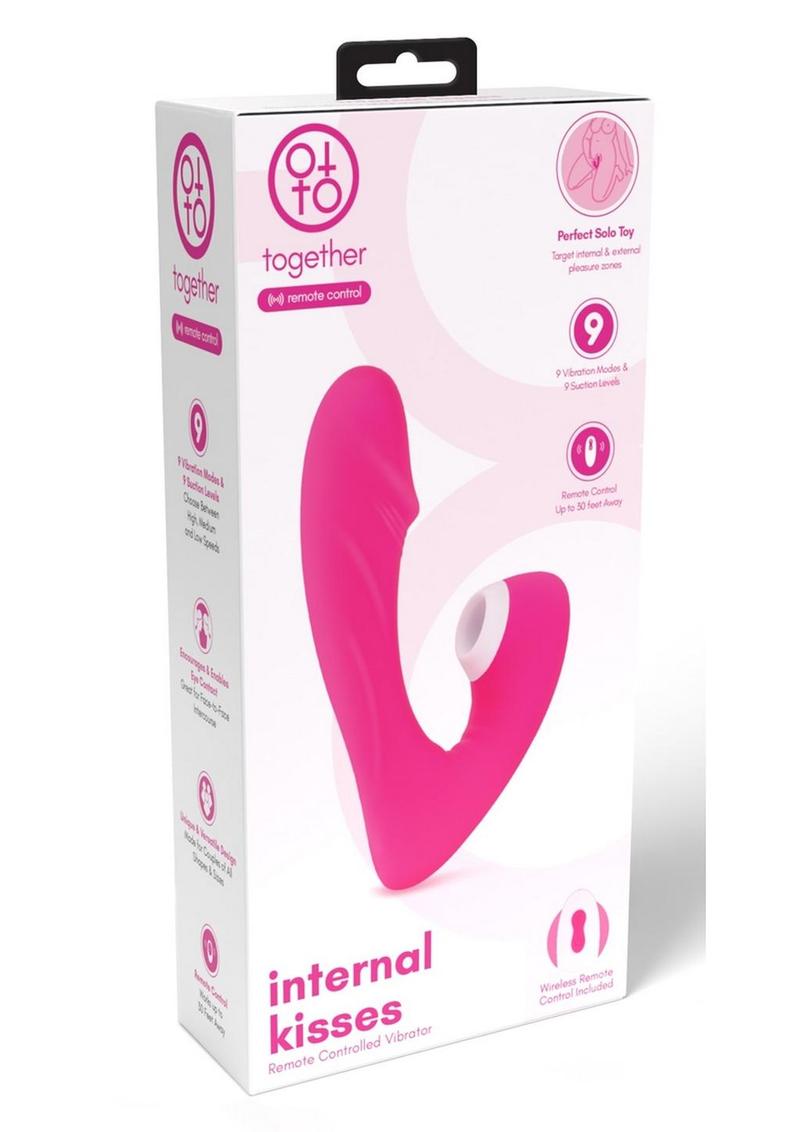 Together Toys Internal Kisses Silicone Rechargeable Dual Stimulation Vibrator with Remote Control - Pink