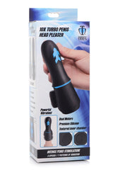 Trinity Men 10x Turbo Silicone Rechargeable Penis Head Pleaser - Black/Blue