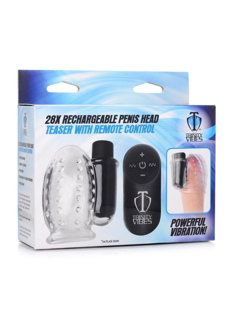 Trinity Men Rechargeable Bullet Penis Head Teaser with Remote Control - Clear