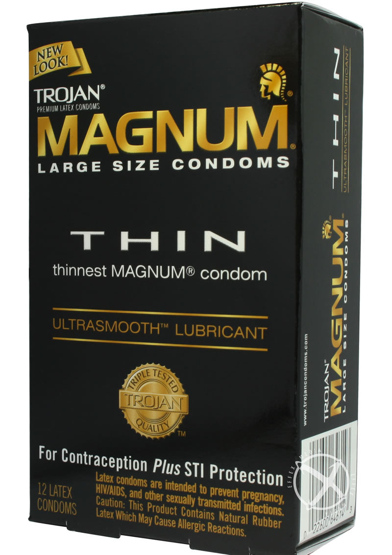 Trojan Condom Magnum Thin Large Size Lubricated - 12 Pack