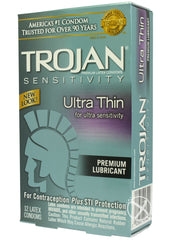 Trojan Condom Sensitivity Ultra Thin Lubricated - 12 Pack