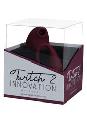 Twitch 2 Silicone Rechargeable Suction and Flapping Vibrator with Remote Control Egg - Burgundy/Red