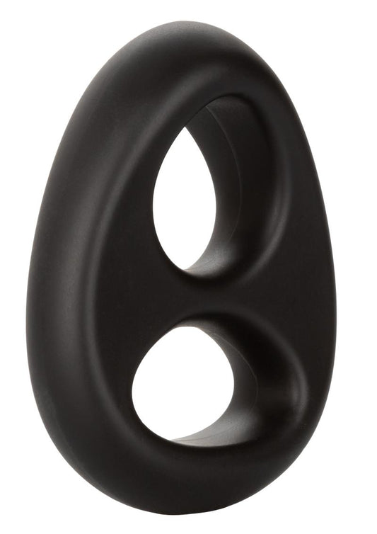 Ultra-Soft Dual Ring Silicone Cock Ring - Black