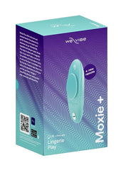 We-Vibe Moxie+ Wearable Rechargeable Silicone Panty Vibe Clitoral Stimulator with Remote - Aqua/Blue