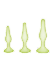 WhipSmart Glow In The Dark Silicone Anal Training Kit - Glow In The Dark/Green - 3 Piece