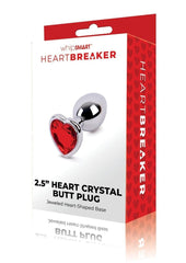 WhipSmart Heartbreaker Metal Butt Plug - Metal/Red/Silver - Small