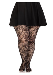 Wild Rose Net Tights - 1x-2x