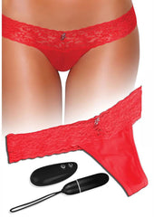 Wireless Remote Control Vibrating Panties Panty Vibe - Red - Large/Medium