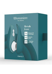 Womanizer Liberty 2 Rechargeable Silicone Clitoral Stimulator - Dark - Blue/Petrol