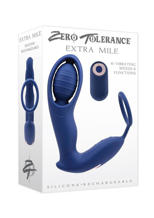 Zero Tolerance Extra Mile Rechargeable Silicone C-Ring Double Motor Vibrator with Remote Control - Blue