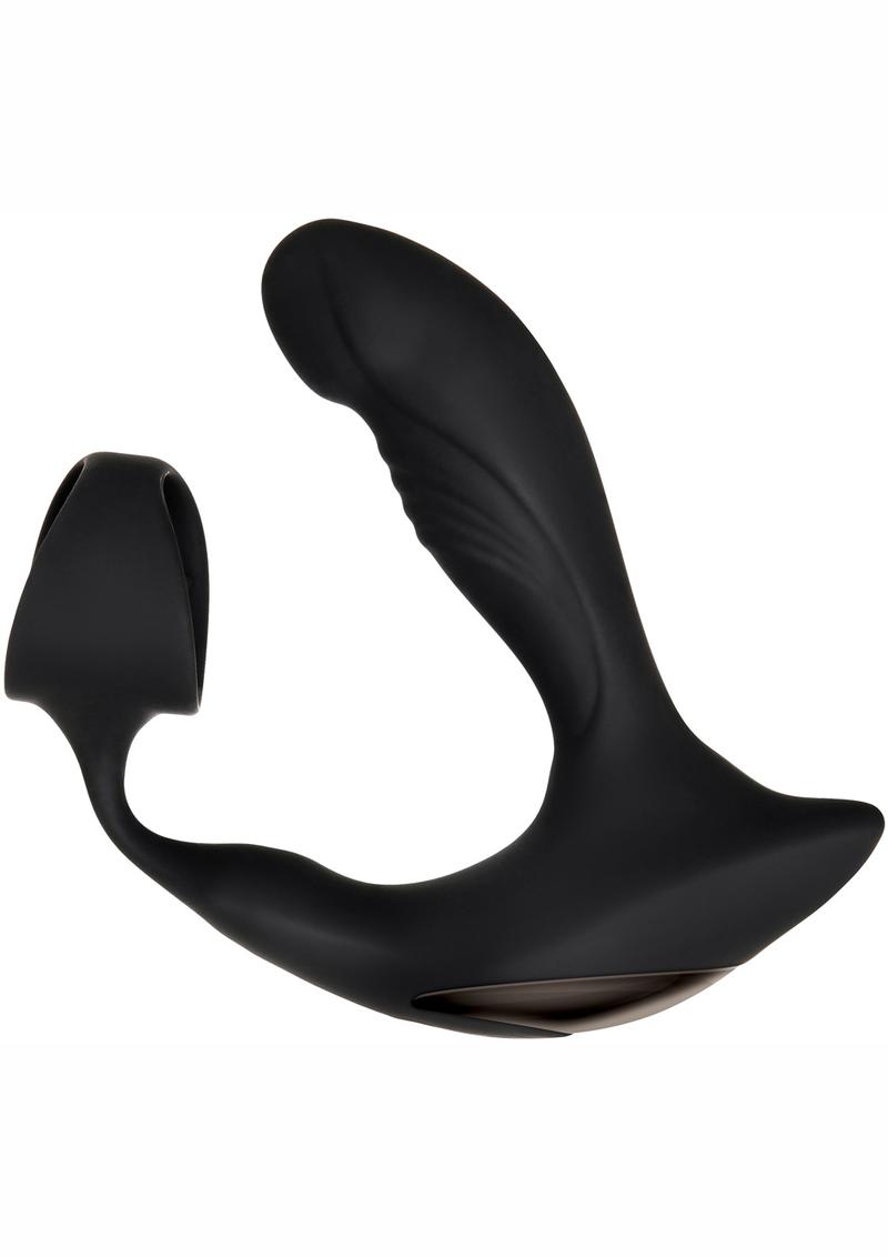 Zero Tolerance Strapped and Tapped Silicone Vibrating Prostate Stimulator with Remote Control - Black