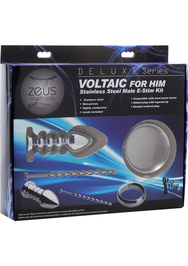 Zeus Electrosex Deluxe Voltaic For Him Stainless Steel E-Stim Kit Primal Pleasure Zeus Electrosex Deluxe Voltaic For Him Stainless Steel E-Stim Kit Primal Pleasure