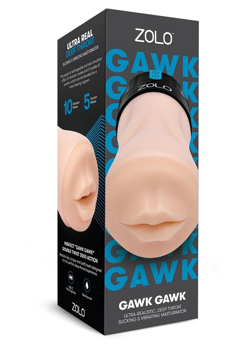 ZOLO Gawk Gawk Rechargeable Silicone Vibrating Deep Throat Blowbot Masturbator - Black/Vanilla